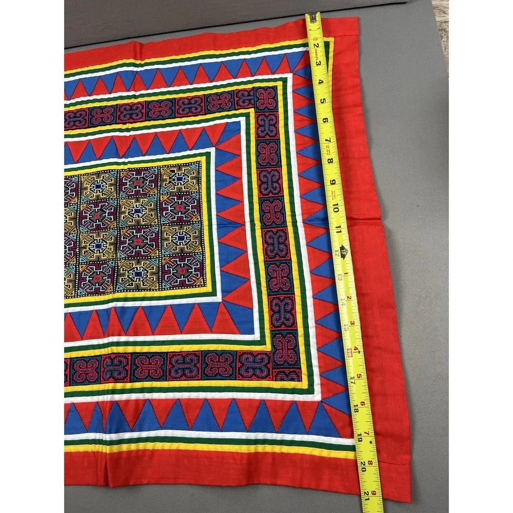 Vintage Hmong Embroidered‎ Handmade Folk Art Cloth Pillow Cover 21 X 23